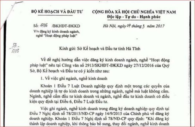 Bộ Tư pháp 'tuýt còi' văn bản của Bộ Kế hoạch và Đầu tư
