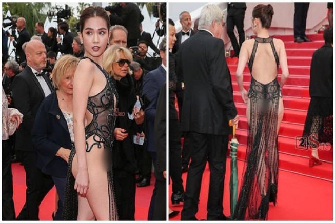 Ngọc Trinh gây sốc khi mặc như không mặc ở Cannes