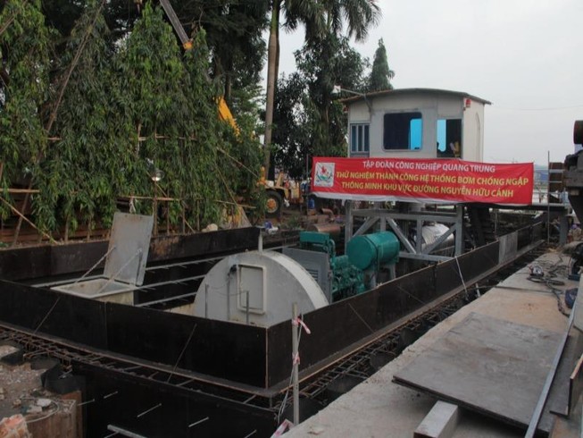 Siêu máy bơm ở đường Nguyễn Hữu Cảnh tạm ngừng hoạt động