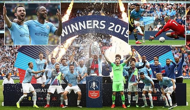 Sterling lập hat-trick, Man City ‘chơi tennis’ vô địch FA Cup