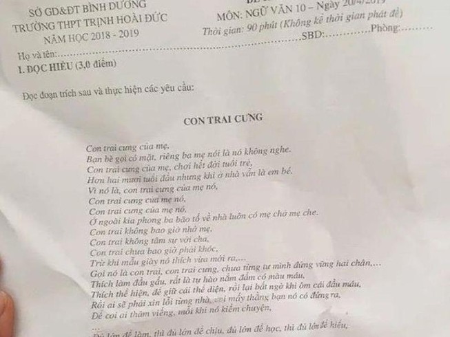 Tranh cãi về bản rap “Con trai cưng” được đưa vào đề thi