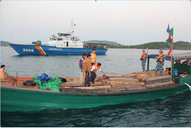 Vùng Cảnh sát biển 4 bắt tàu chở gỗ lậu