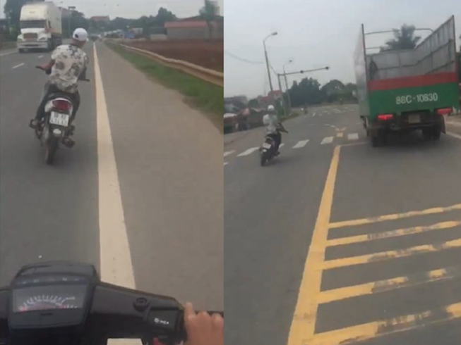 Nam thanh niên đùa với tử thần trên quốc lộ