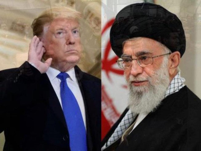 Tổng thống Trump (trái) và Lãnh tu tối cao Iran Ali Khameinei. Ảnh: AP Tổng thống Iran Rouh