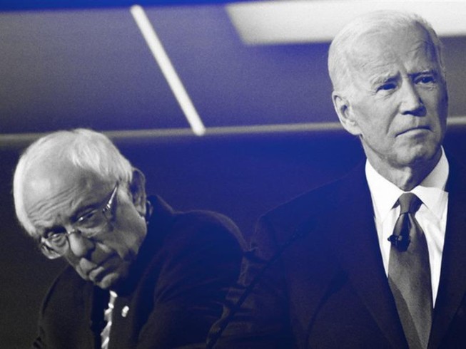 Cựu Phó tổng thống Mỹ Joe Biden và thượng nghị sĩ bang Vermont Bernie Sanders. Ảnh: NBC
