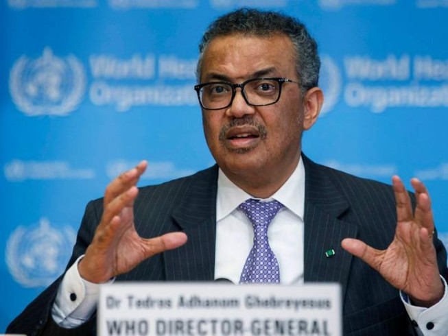 Ông Tedros Adhanom Ghebreyesus - Tổng giám đốc WHO phát biểu tại một cuộc họp báo tại trụ sở. Ảnh: AP