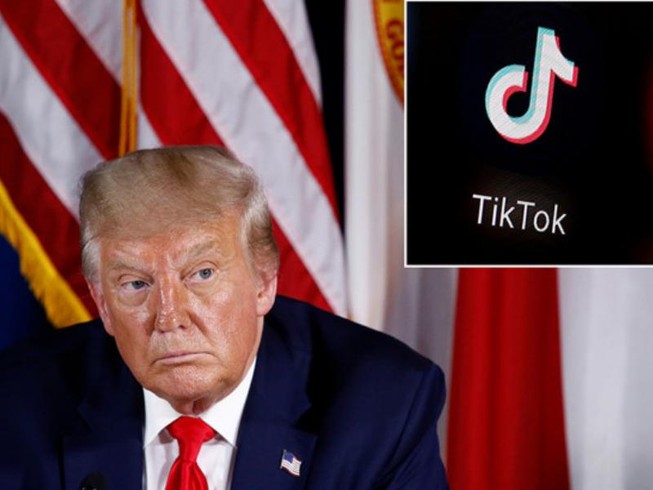 Ông Trump nói rằng ông sẽ ra lệnh cấm TikTok tại Mỹ sớm nhất vào ngày 1-8. Ảnh: AP/REUTERS/NEW YORK POST