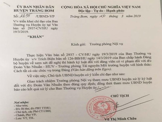Đồng Nai: Trưởng Công an TP Long Khánh bị kỷ luật
