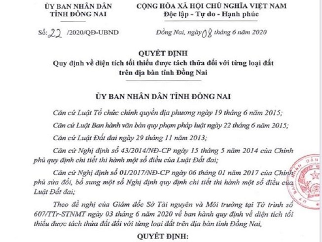 Đồng Nai ban hành quy định mới về tách thửa đất
