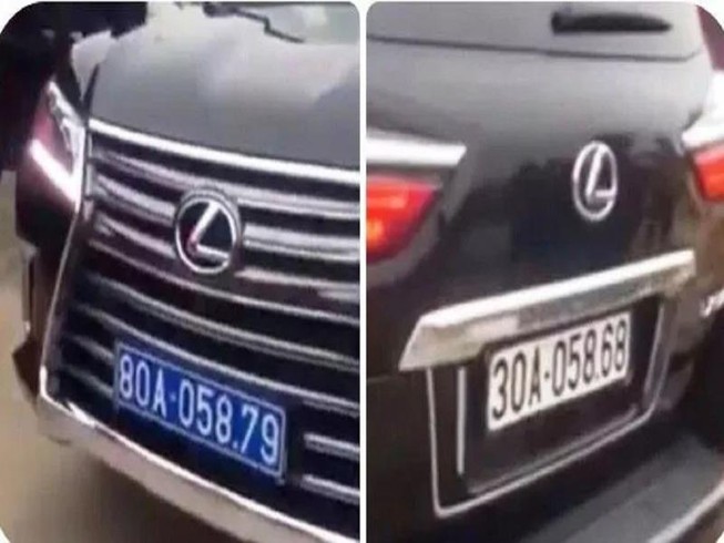 Công an xác minh xe Lexus đầu biển số xanh, đuôi biển số trắng