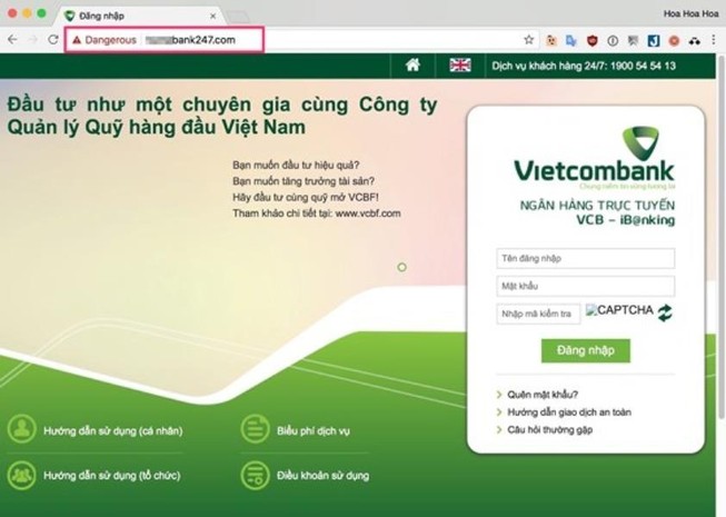 Cảnh báo trang web ngân hàng giả mạo lừa đảo khách hàng