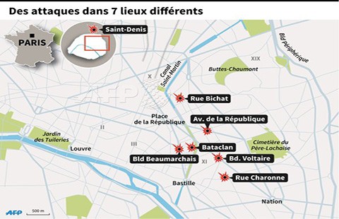 Những điểm nóng ‘bão táp khủng bố’ giữa Paris