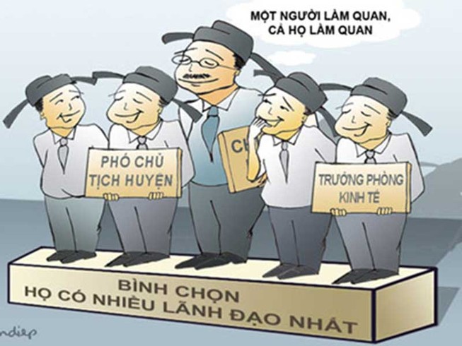 9 tỉnh, 58 cán bộ thuộc dạng ‘cả nhà làm quan’