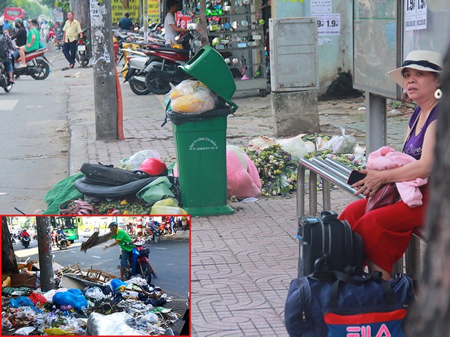 Rác bao vây các trạm chờ xe buýt