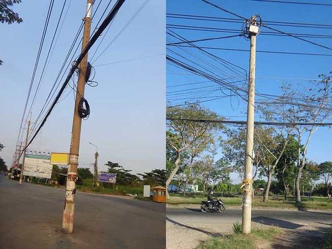 Cặp trụ điện chiếm đường