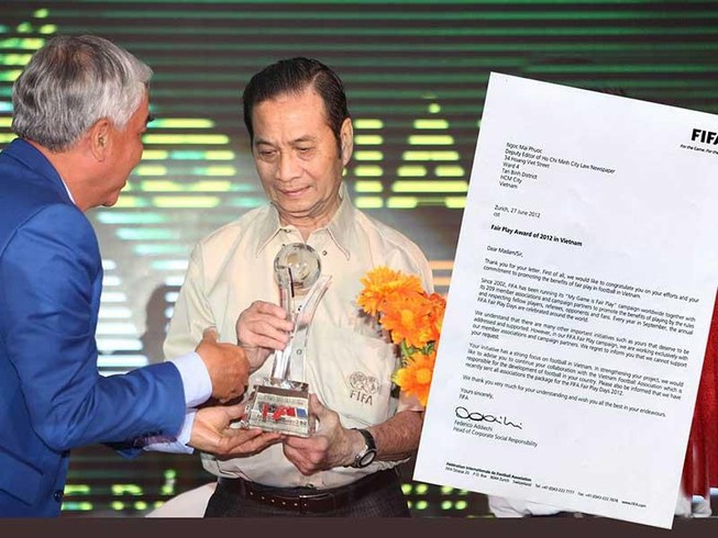 Lá thư chúc mừng và lời động viên, cám ơn từ FIFA