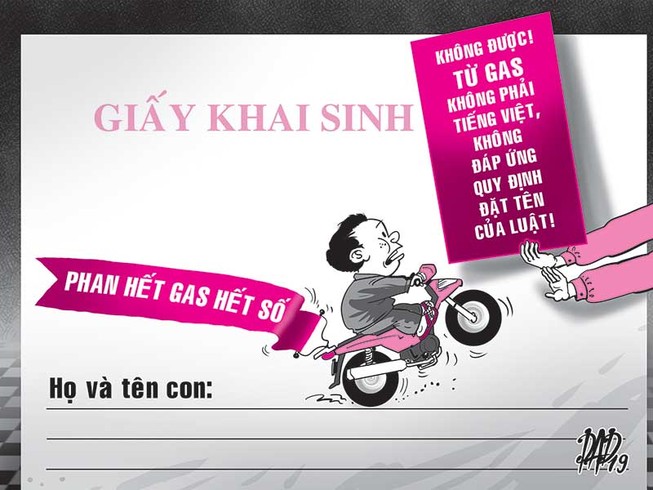 Người cha lý giải tên con ‘Phan Hết Gas Hết Số’