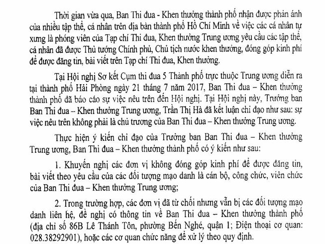 Xưng phóng viên, buộc người được khen thưởng đóng tiền