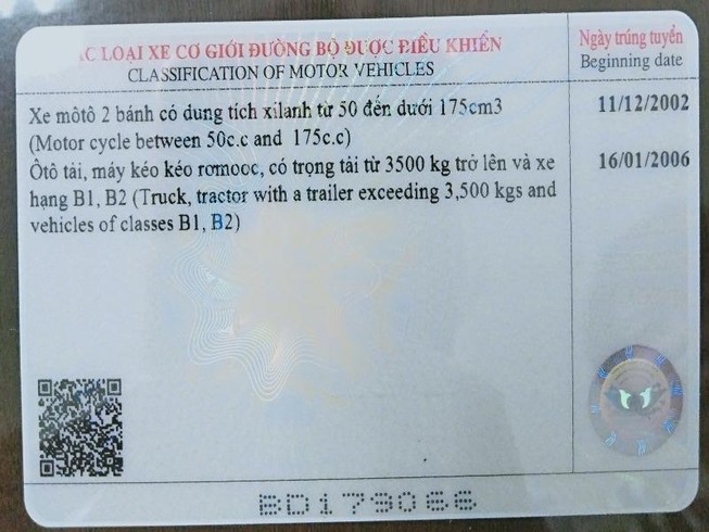 Bằng lái xe in sau ngày 1-6 sẽ buộc phải có mã QR