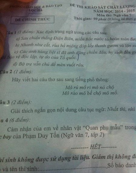 Đề thi “lạ” dịch thơ…tiếng Hà Tĩnh: Bình thường