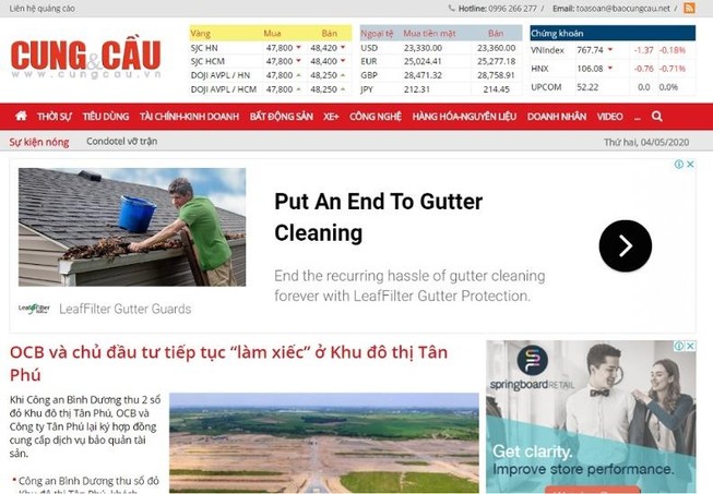 Giao diện chính trang cungcau.vn