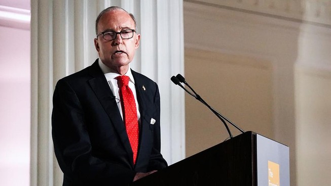 Larry Kudlow, giám đốc Hội đồng Kinh tế Quốc gia Mỹ, phát biểu vào năm 2018. Ảnh: Bloomberg