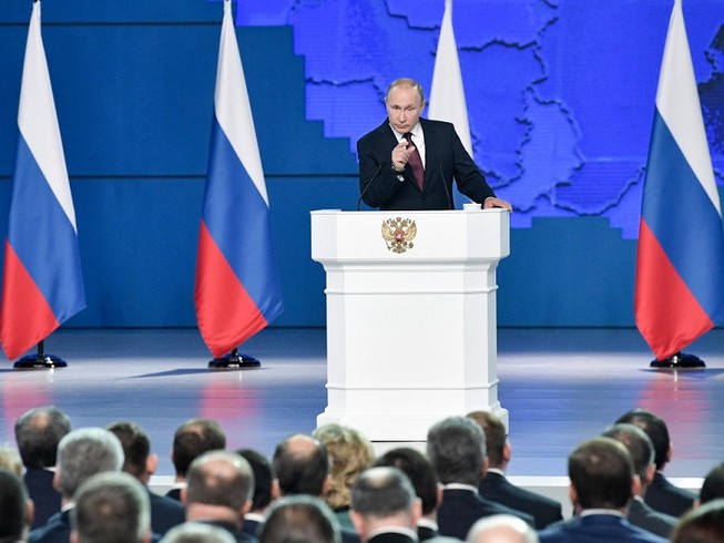 Ngày 15-1, Tổng thống Nga Vladimir Putin đã đọc Thông điệp Liên bang năm 2020 trước Quốc hội Liên bang Nga. Ảnh: TASS
