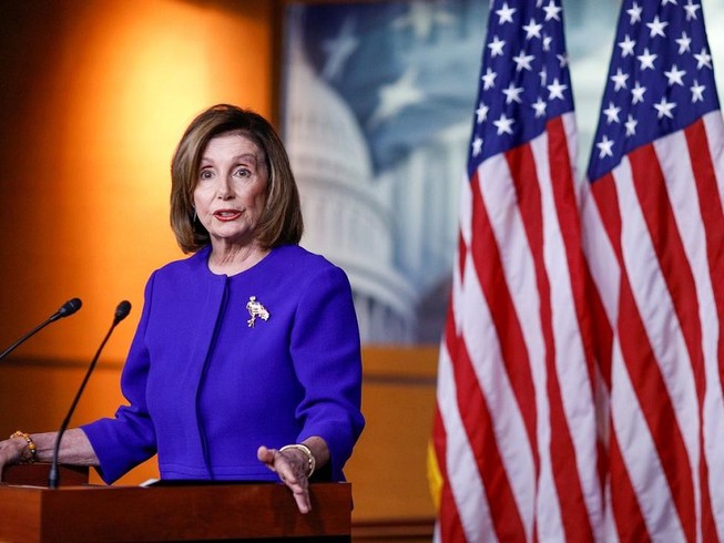 Chủ tịch Hạ viện Mỹ Nancy Pelosi chỉ trích kết quả phiên tòa luận tội Tổng thống Donald Trump ở Thượng viện. Ảnh: REUTERS