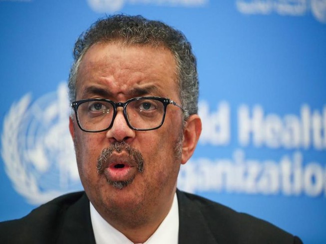 Tổng giám đốc của WHO Tedros Adhanom Ghebreyesus tại một cuộc họp báo về COVID-19 tại TP Geneva, Thụy Sĩ ngày 11-2. Ảnh: REUTERS