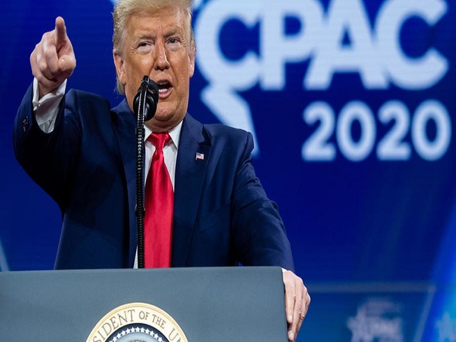 Tổng thống Mỹ Donald Trump phát biểu tại Hội nghị Hành động Chính trị Bảo thủ (CPAC) ngày 29-2. Ảnh: AP