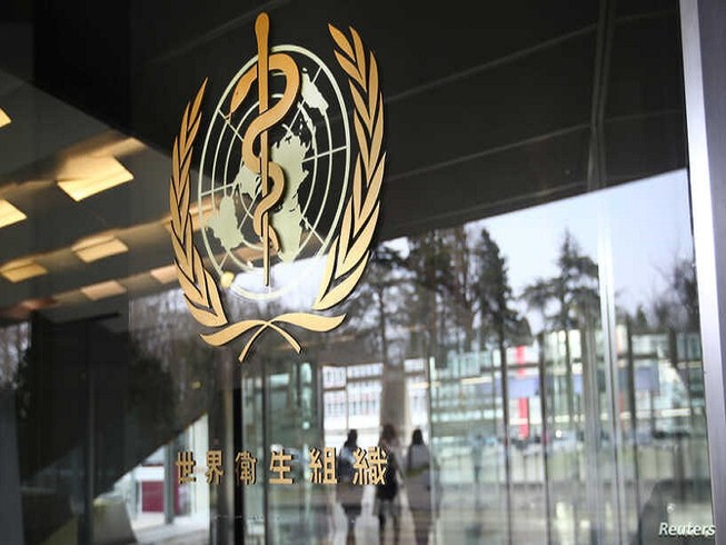 Biểu tượng của Tổ chức Y tế Thế giới (WHO) tại trụ sở chính ở Geneva (Thụy Sĩ). Ảnh: REUTERS