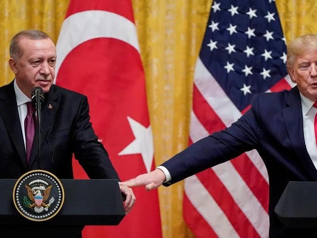 Tổng thống Mỹ Donald Trump và Tổng thống Thổ Nhĩ Kỳ Tayyip Erdogan trong cuộc họp báo chung tại Nhà Trắng ngày 13-11-2019.