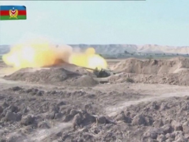 Chiến sự ngày 27-9 tại khu vực Nagorno-Karabakh.