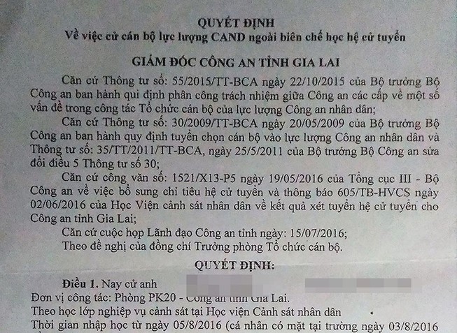 Nữ công an bị tố nhận tiền tỉ chạy vào trường công an