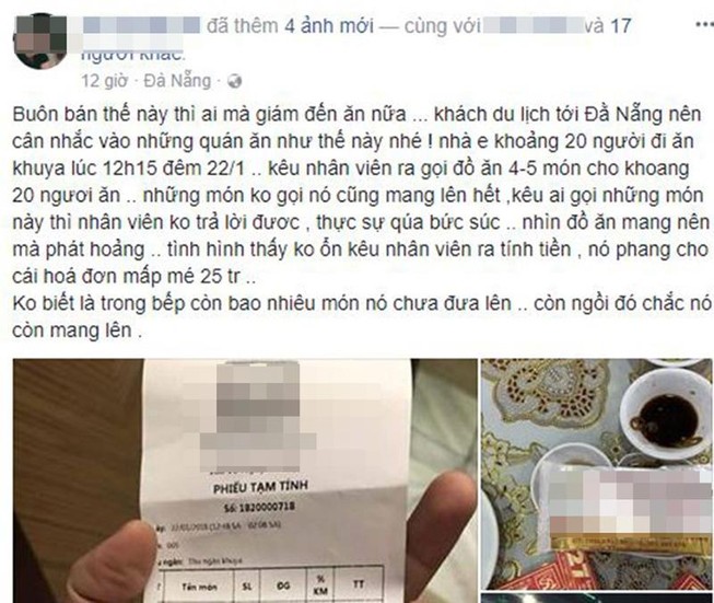 Thực hư 1 nhà hàng ở Đà Nẵng bị tố 'chặt chém'