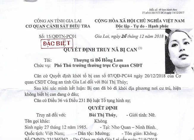 Truy nã một phụ nữ chiếm đoạt gần 11 tỉ đồng
