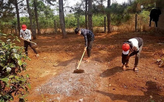 Nhóm thiếu niên đua xe bị phạt cuốc đất trồng cây