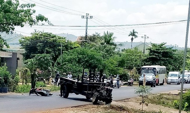 Công an thông tin vụ xe công nông va chạm xe máy ở Gia Lai