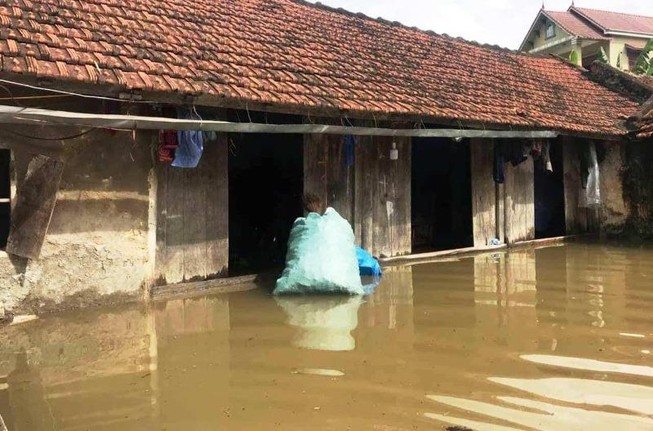 Mưa lớn làm vỡ kênh gây ngập ở Nghệ An