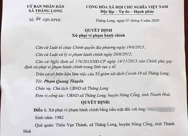 Thanh Hóa: Đang cách ly vẫn bỏ đi chơi, bị phạt 2 triệu đồng