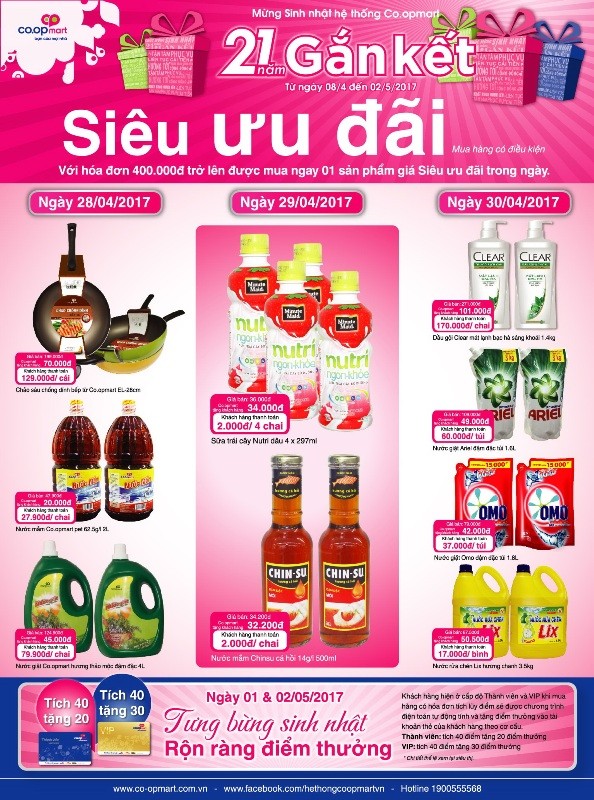 Co.opmart: giảm giá cực mạnh phục vụ lễ 30-4 và 1-5 