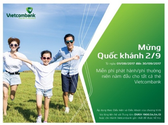 Vietcombank miễn phí phát hành thẻ và phí thường niên