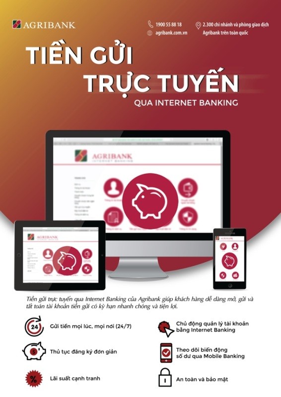 Agribank: Dịch vụ tiền gửi trực tuyến trên Internet Banking