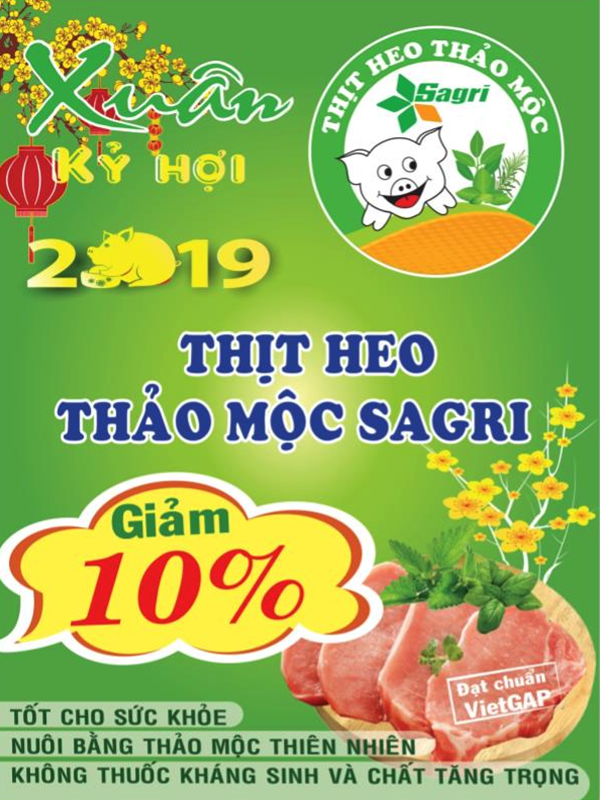 Sagrifood tri ân khách, giảm 10% giá thịt heo Thảo Mộc Sagri