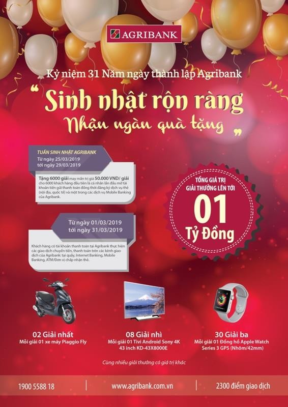 Agribank: Sinh nhật rộn ràng – Nhận ngàn quà tặng