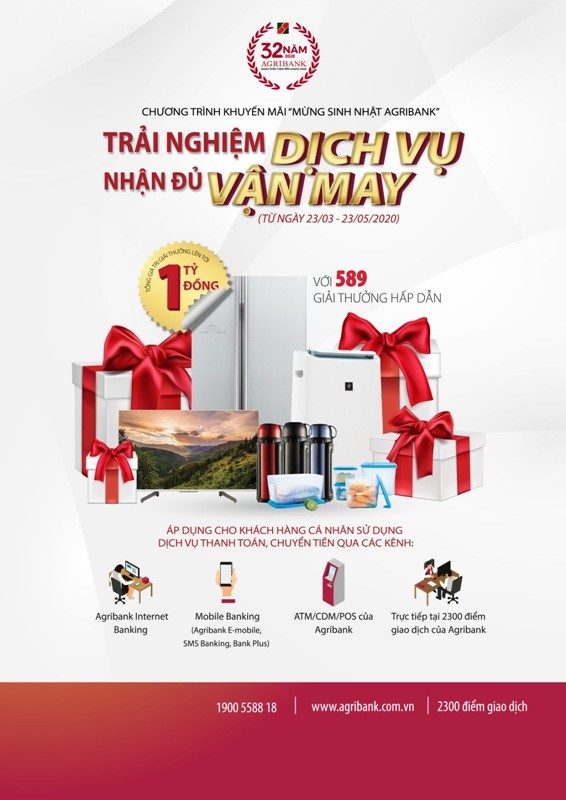 Agribank tri ân khách hàng với tổng giá trị lên đến 1 tỉ đồng