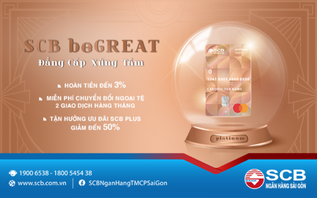 Thẻ thanh toán SCB beGREAT nhiều tính năng vượt trội