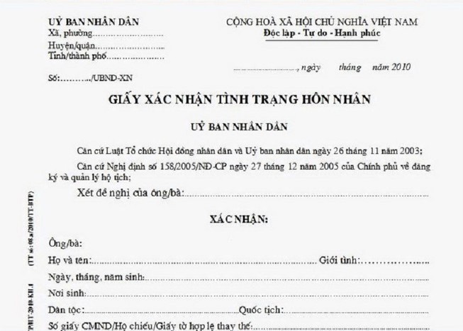 Quy định mới về giá trị của giấy xác nhận tình trạng hôn nhân