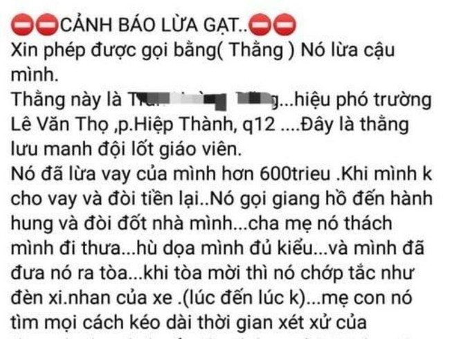 Thực hư một thầy giáo bị 'tố' vay 600 triệu đồng không trả