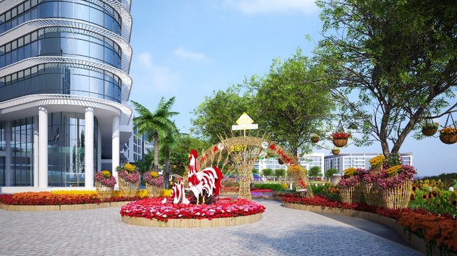 Phối cảnh hội chợ hoa xuân Phú Mỹ Hưng tết Đinh Dậu